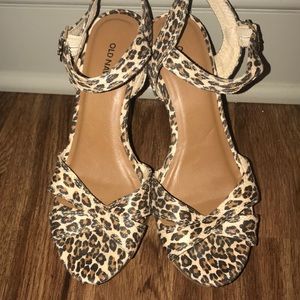 Leopard print wedges. NEVER WORN